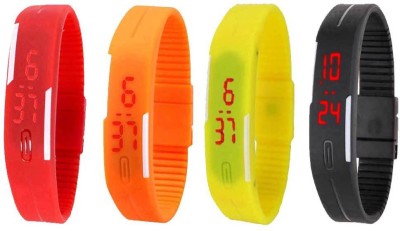 NS18 Silicone Led Magnet Band Combo of 4 Red, Orange, Yellow And Black Digital Watch  - For Boys & Girls   Watches  (NS18)