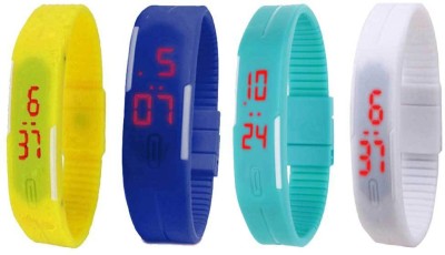 NS18 Silicone Led Magnet Band Combo of 4 Yellow, Blue, Sky Blue And White Digital Watch  - For Boys & Girls   Watches  (NS18)