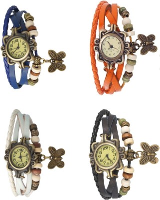 NS18 Vintage Butterfly Rakhi Combo of 4 Blue, White, Orange And Black Analog Watch  - For Women   Watches  (NS18)