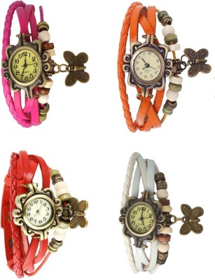 NS18 Vintage Butterfly Rakhi Combo of 4 Pink, Red, Orange And White Analog Watch  - For Women   Watches  (NS18)
