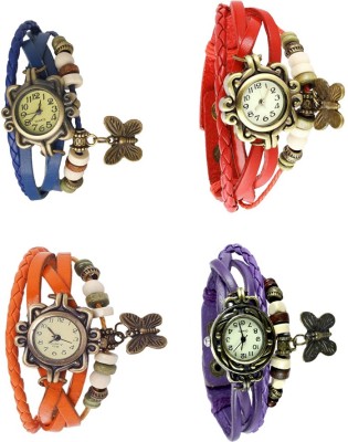 NS18 Vintage Butterfly Rakhi Combo of 4 Blue, Orange, Red And Purple Analog Watch  - For Women   Watches  (NS18)