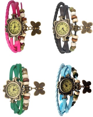 NS18 Vintage Butterfly Rakhi Combo of 4 Pink, Green, Black And Sky Blue Analog Watch  - For Women   Watches  (NS18)