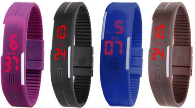 

Kissu Led Magnet Band Combo of 4 Purple, Black, Blue And Brown Watch - For Men & Women