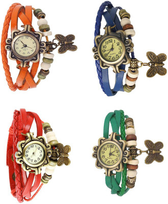 

NS18 Vintage Butterfly Rakhi Combo of 4 Orange, Red, Blue And Green Watch - For Women