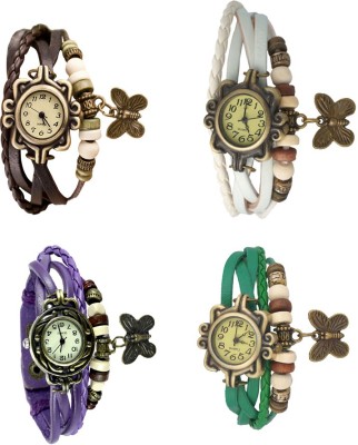 NS18 Vintage Butterfly Rakhi Combo of 4 Brown, Purple, White And Green Analog Watch  - For Women   Watches  (NS18)
