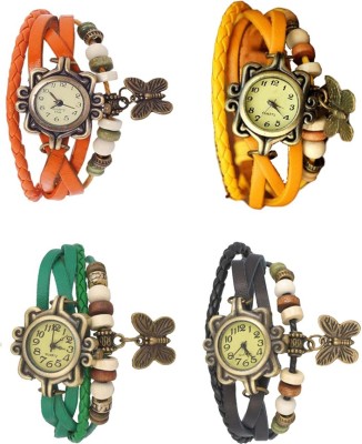 NS18 Vintage Butterfly Rakhi Combo of 4 Orange, Green, Yellow And Black Analog Watch  - For Women   Watches  (NS18)