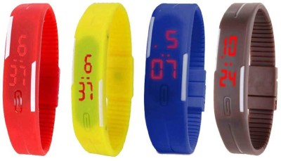 NS18 Silicone Led Magnet Band Combo of 4 Red, Yellow, Blue And Brown Digital Watch  - For Boys & Girls   Watches  (NS18)