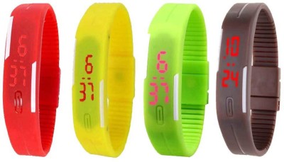 NS18 Silicone Led Magnet Band Combo of 4 Red, Yellow, Green And Brown Digital Watch  - For Boys & Girls   Watches  (NS18)