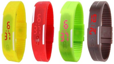 NS18 Silicone Led Magnet Band Combo of 4 Yellow, Red, Green And Brown Digital Watch  - For Boys & Girls   Watches  (NS18)