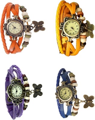 NS18 Vintage Butterfly Rakhi Combo of 4 Orange, Purple, Yellow And Blue Analog Watch  - For Women   Watches  (NS18)