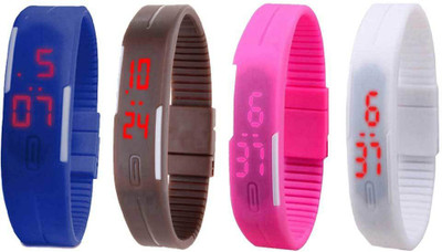 

Kissu Led Magnet Band Combo of 4 Blue, Brown, Pink And White Watch - For Men & Women