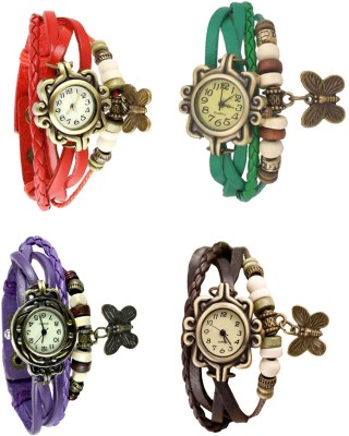 NS18 Vintage Butterfly Rakhi Combo of 4 Red, Purple, Green And Brown Analog Watch  - For Women   Watches  (NS18)