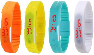 NS18 Silicone Led Magnet Band Combo of 4 Orange, Yellow, Sky Blue And White Digital Watch  - For Boys & Girls   Watches  (NS18)