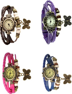 NS18 Vintage Butterfly Rakhi Combo of 4 Brown, Pink, Purple And Blue Watch  - For Women   Watches  (NS18)