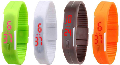 

Kissu Led Magnet Band Combo of 4 Green, White, Brown And Orange Watch - For Men & Women