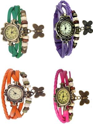 

Kissu Vintage Rakhi Combo of 4 Green, Orange, Purple And Pink Watch - For Women
