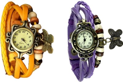 NS18 Vintage Butterfly Rakhi Watch Combo of 2 Yellow And Purple Analog Watch  - For Women   Watches  (NS18)