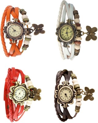 NS18 Vintage Butterfly Rakhi Combo of 4 Orange, Red, White And Brown Analog Watch  - For Women   Watches  (NS18)