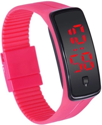 Pappi Boss Unisex Cute Pink Band Trendy Jelly Slim Silicone Button Led Digital Watch  - For Men & Women   Watches  (Pappi Boss)