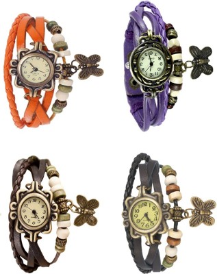 NS18 Vintage Butterfly Rakhi Combo of 4 Orange, Brown, Purple And Black Analog Watch  - For Women   Watches  (NS18)
