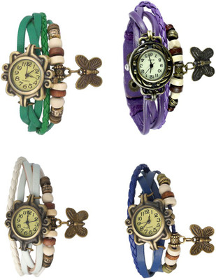 

NS18 Vintage Butterfly Rakhi Combo of 4 Green, White, Purple And Blue Watch - For Women
