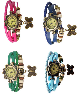

Kissu Vintage Rakhi Combo of 4 Pink, Green, Blue And Sky Blue Watch - For Women