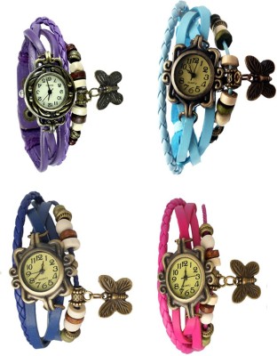 NS18 Vintage Butterfly Rakhi Combo of 4 Purple, Blue, Sky Blue And Pink Analog Watch  - For Women   Watches  (NS18)
