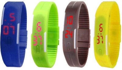 NS18 Silicone Led Magnet Band Combo of 4 Blue, Green, Brown And Yellow Digital Watch  - For Boys & Girls   Watches  (NS18)