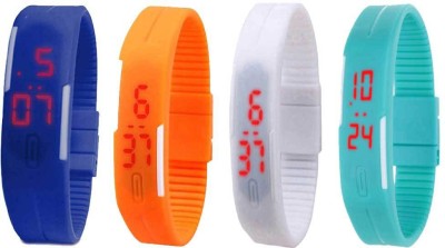 NS18 Silicone Led Magnet Band Watch Combo of 4 Blue, Orange, White And Sky Blue Digital Watch  - For Couple   Watches  (NS18)