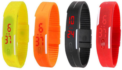 

Kissu Led Magnet Band Combo of 4 Yellow, Orange, Black And Red Watch - For Men & Women