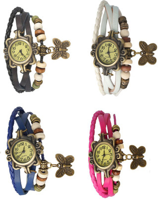 

Kissu Vintage Rakhi Combo of 4 Black, Blue, White And Pink Watch - For Women
