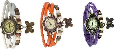 

NS18 Vintage Butterfly Rakhi Watch Combo of 3 White, Orange And Purple Watch - For Women