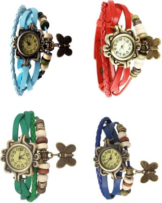 NS18 Vintage Butterfly Rakhi Combo of 4 Sky Blue, Green, Red And Blue Analog Watch  - For Women   Watches  (NS18)