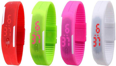 

Kissu Led Magnet Band Combo of 4 Red, Green, Pink And White Watch - For Men & Women