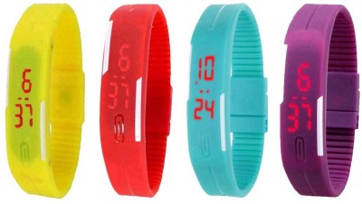 NS18 Silicone Led Magnet Band Watch Combo of 4 Yellow, Red, Sky Blue And Purple Digital Watch  - For Couple   Watches  (NS18)