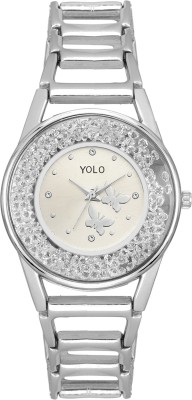 YOLO Crystal Embedded Silver Women's WatchA Analog Watch  - For Women   Watches  (YOLO)