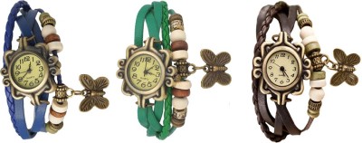 NS18 Vintage Butterfly Rakhi Watch Combo of 3 Blue, Green And Brown Analog Watch  - For Women   Watches  (NS18)