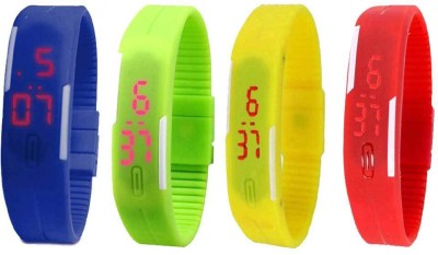 NS18 Silicone Led Magnet Band Watch Combo of 4 Blue, Green, Yellow And Red Digital Watch  - For Couple   Watches  (NS18)