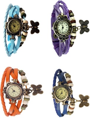 NS18 Vintage Butterfly Rakhi Combo of 4 Sky Blue, Orange, Purple And Blue Analog Watch  - For Women   Watches  (NS18)