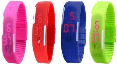 NS18 Silicone Led Magnet Band Combo of 4 Pink, Red, Blue And Green Digital Watch  - For Boys & Girls   Watches  (NS18)