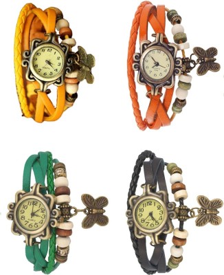 NS18 Vintage Butterfly Rakhi Combo of 4 Yellow, Green, Orange And Black Analog Watch  - For Women   Watches  (NS18)
