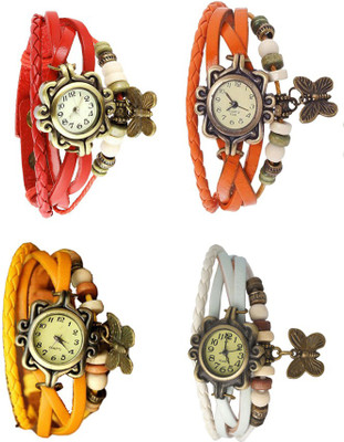 

Kissu Vintage Rakhi Combo of 4 Red, Yellow, Orange And White Watch - For Women