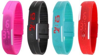 NS18 Silicone Led Magnet Band Watch Combo of 4 Pink, Black, Sky Blue And Red Digital Watch  - For Couple   Watches  (NS18)