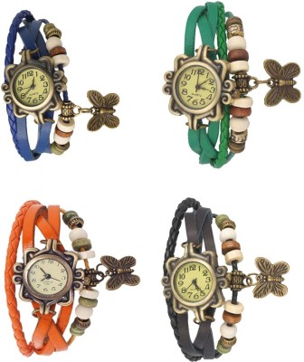 NS18 Vintage Butterfly Rakhi Combo of 4 Blue, Orange, Green And Black Analog Watch  - For Women   Watches  (NS18)
