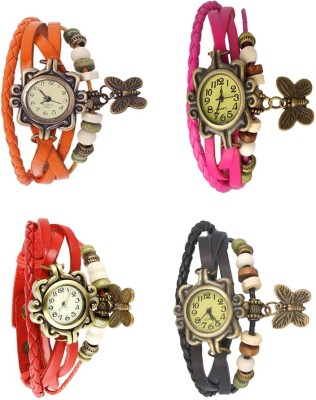 NS18 Vintage Butterfly Rakhi Combo of 4 Orange, Red, Pink And Black Analog Watch  - For Women   Watches  (NS18)