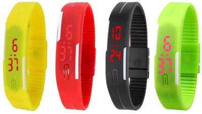 NS18 Silicone Led Magnet Band Combo of 4 Yellow, Red, Black And Green Digital Watch  - For Boys & Girls   Watches  (NS18)