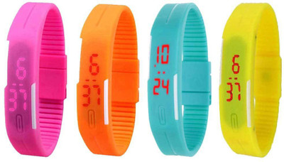 

Kissu Led Magnet Band Combo of 4 Pink, Orange, Sky Blue And Yellow Watch - For Men & Women