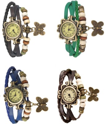 NS18 Vintage Butterfly Rakhi Combo of 4 Black, Blue, Green And Brown Analog Watch  - For Women   Watches  (NS18)