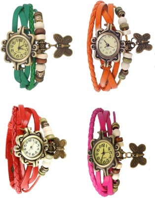 NS18 Vintage Butterfly Rakhi Combo of 4 Green, Red, Orange And Pink Analog Watch  - For Women   Watches  (NS18)