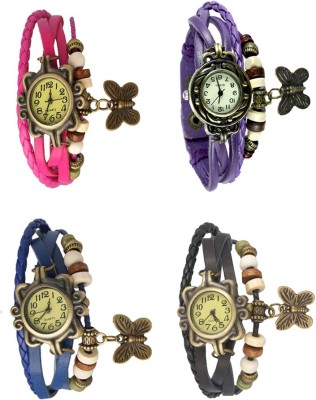 NS18 Vintage Butterfly Rakhi Combo of 4 Pink, Blue, Purple And Black Analog Watch  - For Women   Watches  (NS18)
